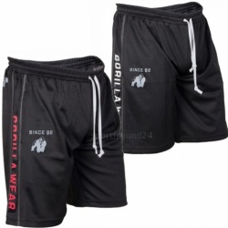 GORILLA WEAR Functional Mesh Shorts - Black/Red, 100% Polyester Athletic Shorts - View #3