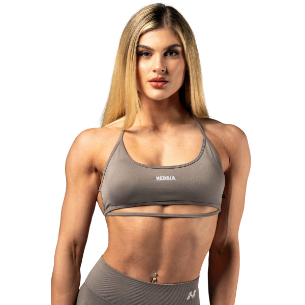 Nebbia Open Back Sports Bra POWER 890 Light Brown Ash