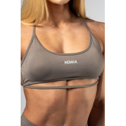 Nebbia Open Back Sports Bra POWER 890 Light Brown Ash